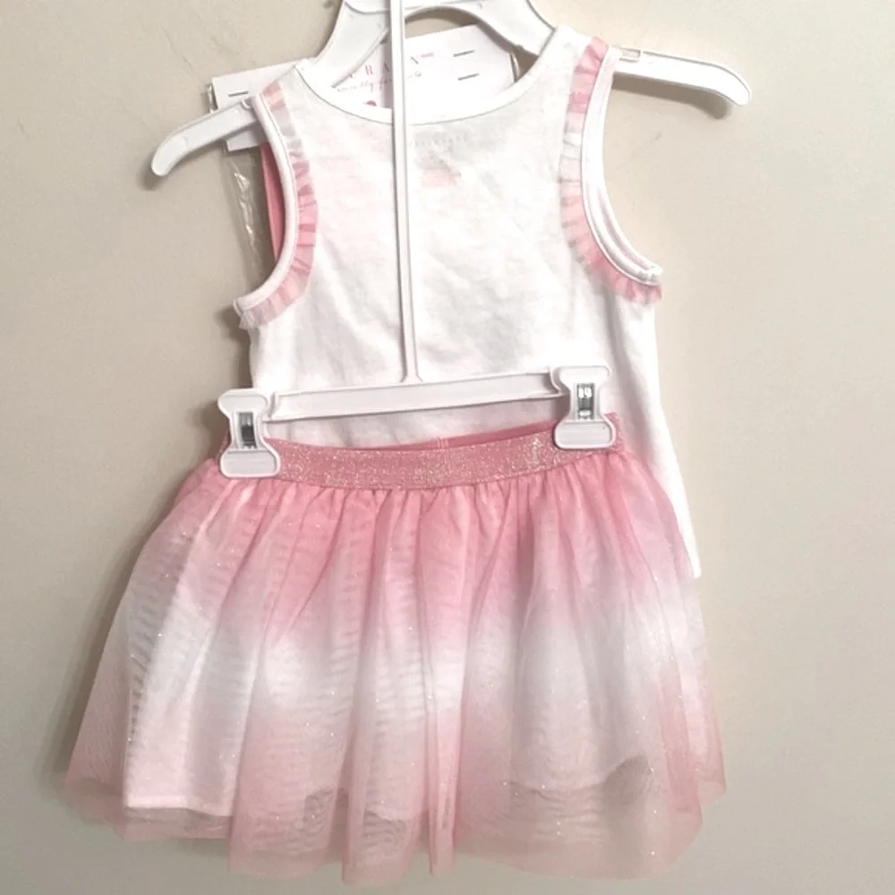 LULURAIN Girl's 3 Piece Tulle S/L Set Tulle Matching Crossbody Bag Size 4 NEW